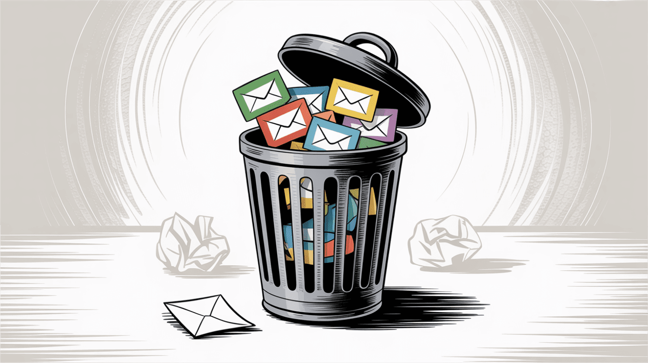 Gmail Trash folder interface for recovering deleted draft emails